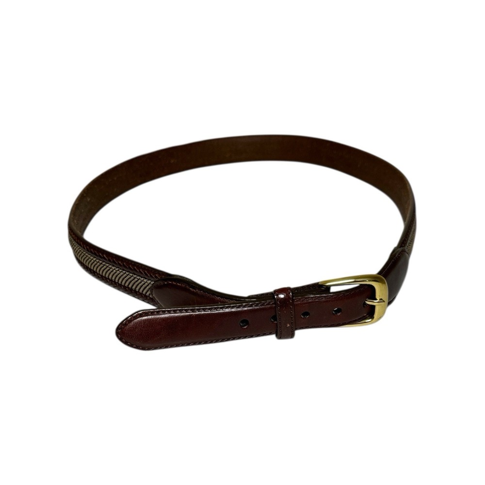 Brighton Brown Leather Belt Solid Brass Buckle Woven Inlay Mens Size 40 P2707